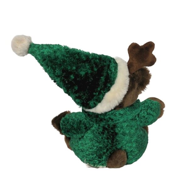 Walmart Brown Christmas Reindeer Green Suit Hat Plush Stuffed Animal 7.5" - Picture 3 of 7